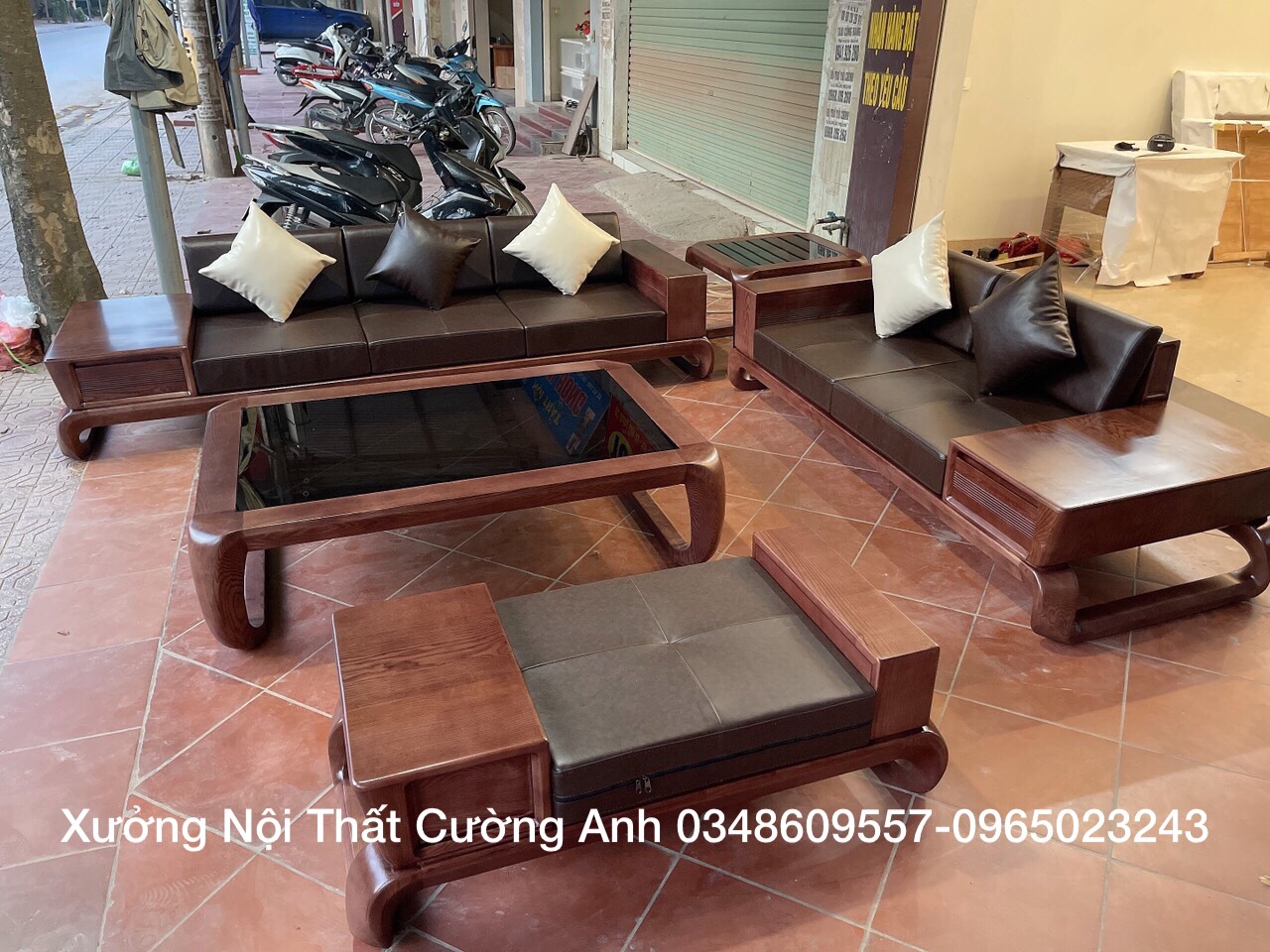 sofa gỗ phòng khách gỗ sồi